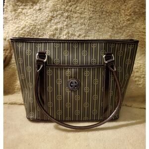 Giani Bernini Signature Striped Ladies Handbag Brown Taupe 8558RP